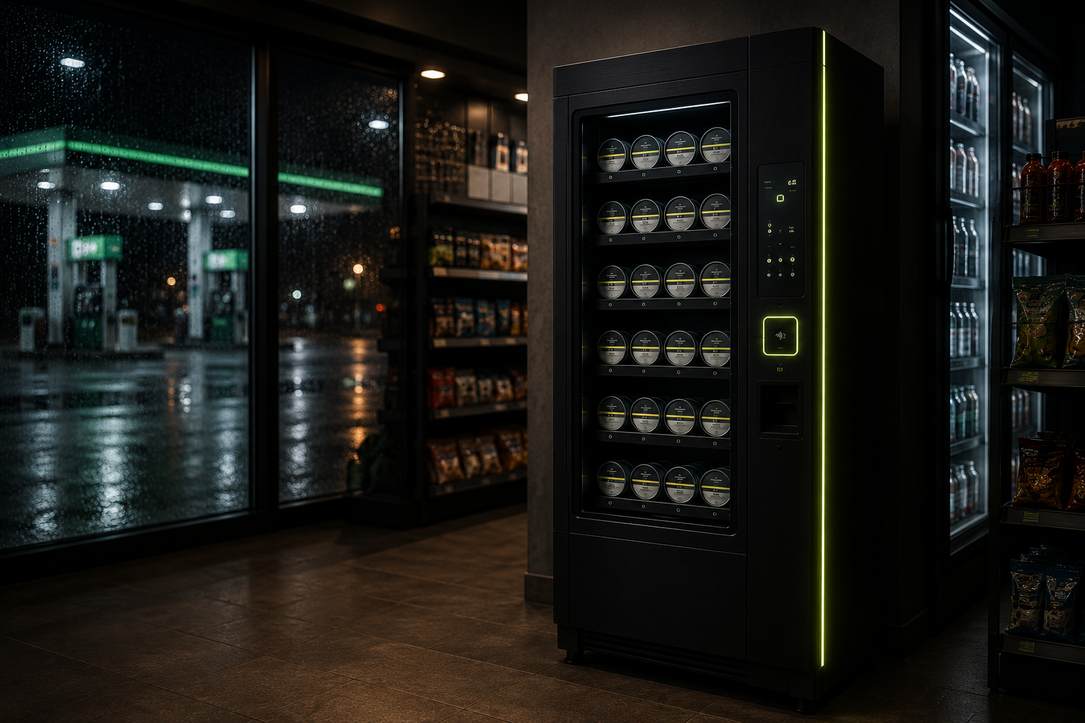 Snusautomat på bensinstation och i kiosk