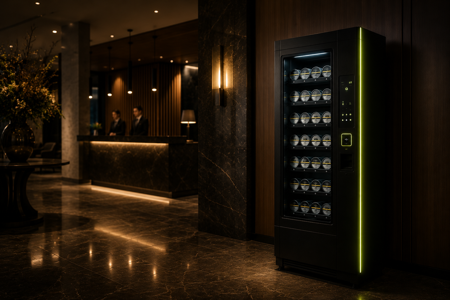 Snusautomat i hotell-lobby tillgänglig dygnet runt