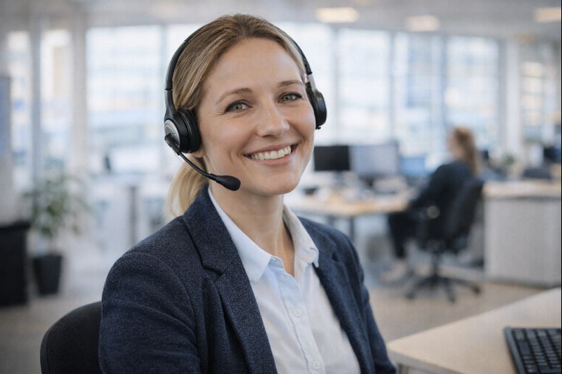 Vänlig kundservicemedarbetare hjälper till med val av snusautomat